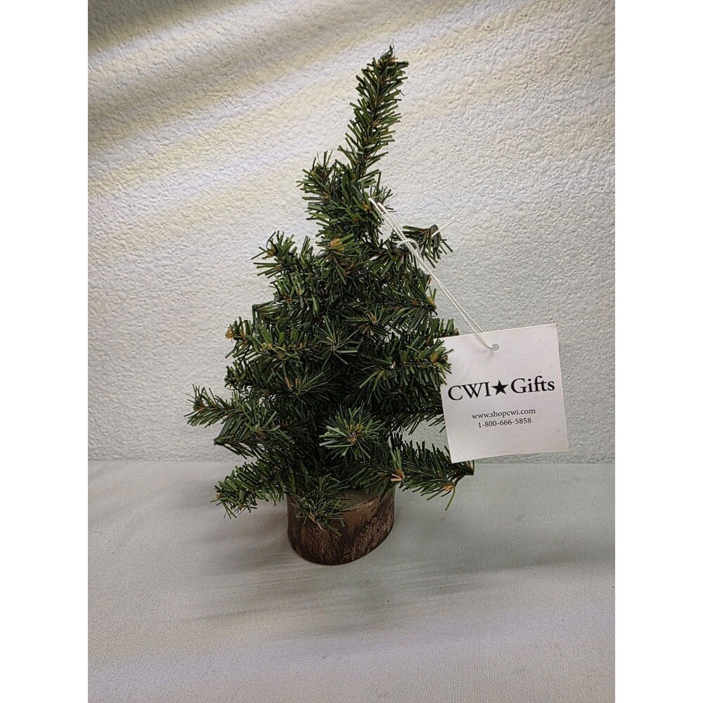 CWI Gifts Miniature Faux Canadian Pine Tabletop Christmas Tree Wood Base Rustic